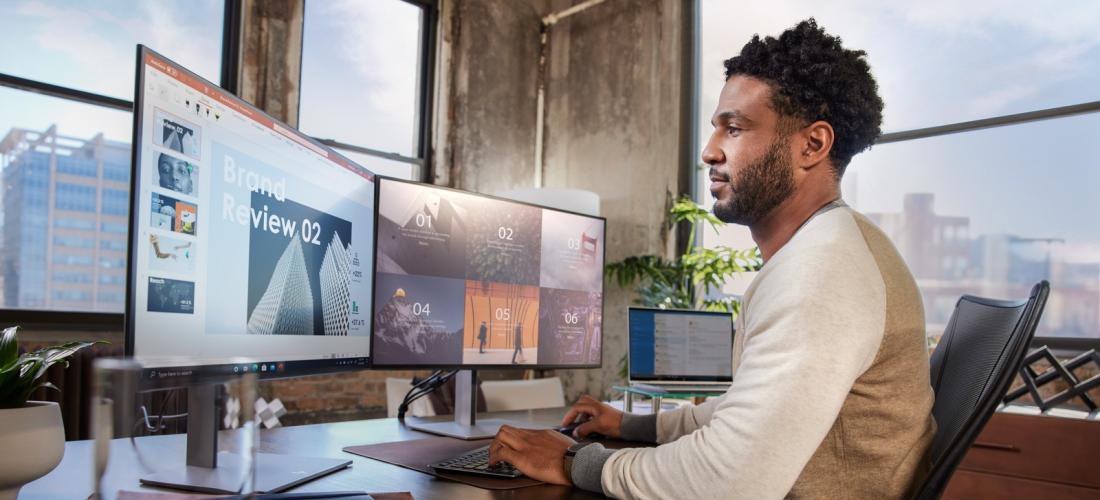 Man working at his desk at home